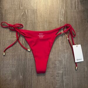 NWT Quince Italian Adjustable Side Tie Bikini Bottom Medium Berry Pink Vacation